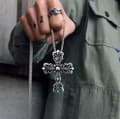 Miniatyrbild 6 av 6: HALSBAND Silver Stålkedja KORS 328