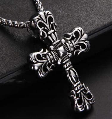 HALSBAND Silver Stålkedja KORS 328
