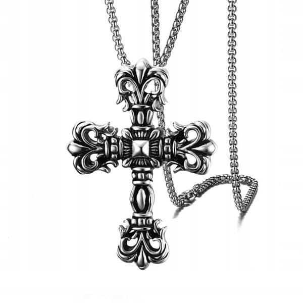 HALSBAND Silver Stålkedja KORS 328