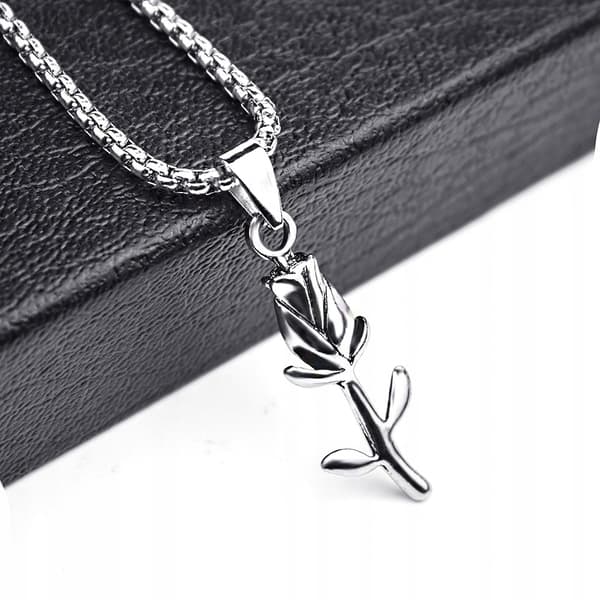 HALSBAND Silver Stålkedja ROSBLOMMA 322