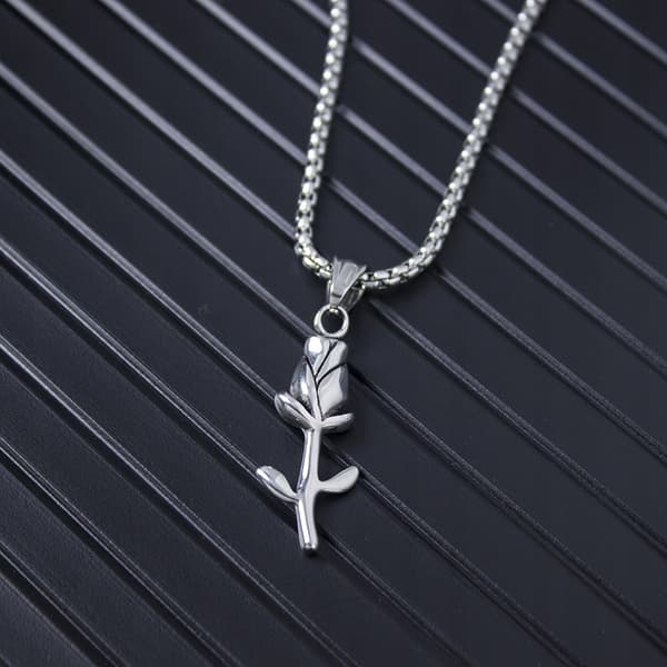 HALSBAND Silver Stålkedja ROSBLOMMA 322
