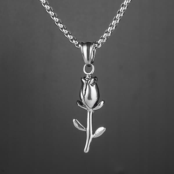 HALSBAND Silver Stålkedja ROSBLOMMA 322