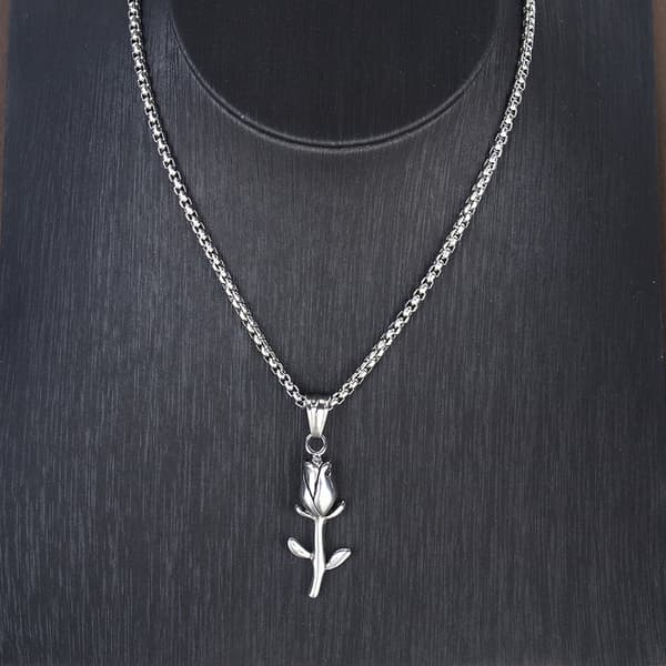 HALSBAND Silver Stålkedja ROSBLOMMA 322