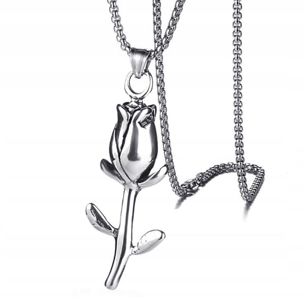 HALSBAND Silver Stålkedja ROSBLOMMA 322