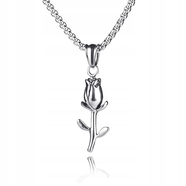 HALSBAND Silver Stålkedja ROSBLOMMA 322