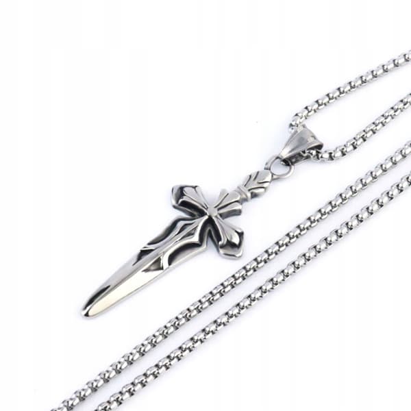 HALSBAND Silverkedja KORS SVÄRD 318