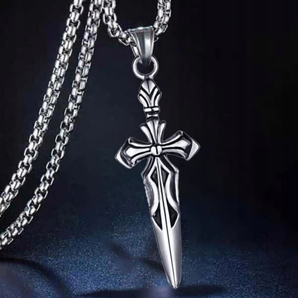HALSBAND Silverkedja KORS SVÄRD 318