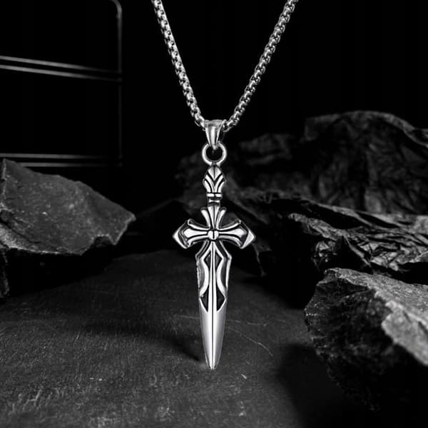 HALSBAND Silverkedja KORS SVÄRD 318