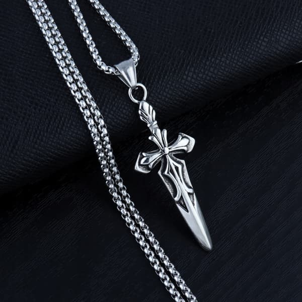 HALSBAND Silverkedja KORS SVÄRD 318
