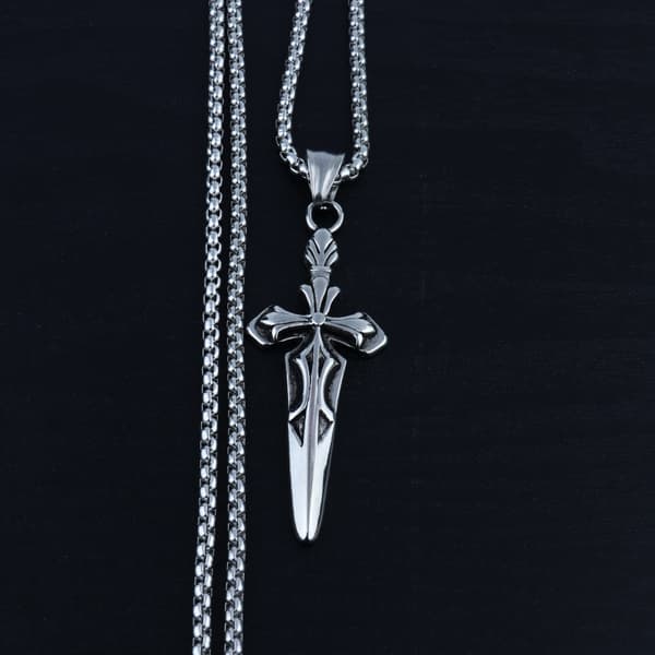 HALSBAND Silverkedja KORS SVÄRD 318
