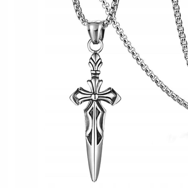 HALSBAND Silverkedja KORS SVÄRD 318