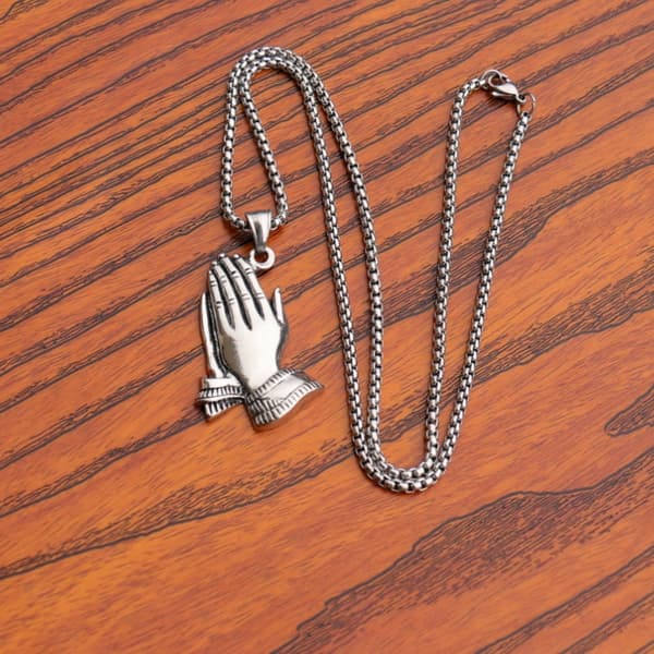 HALSBAND Silver Stålkedja HÄNDER BÖN 314