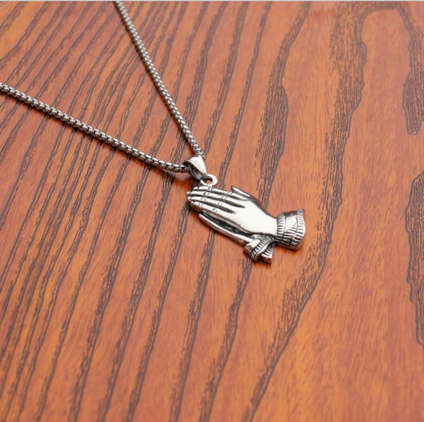 HALSBAND Silver Stålkedja HÄNDER BÖN 314