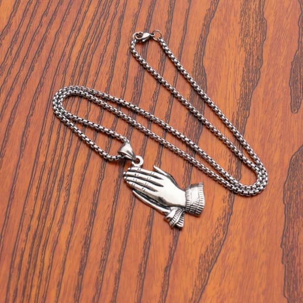 HALSBAND Silver Stålkedja HÄNDER BÖN 314