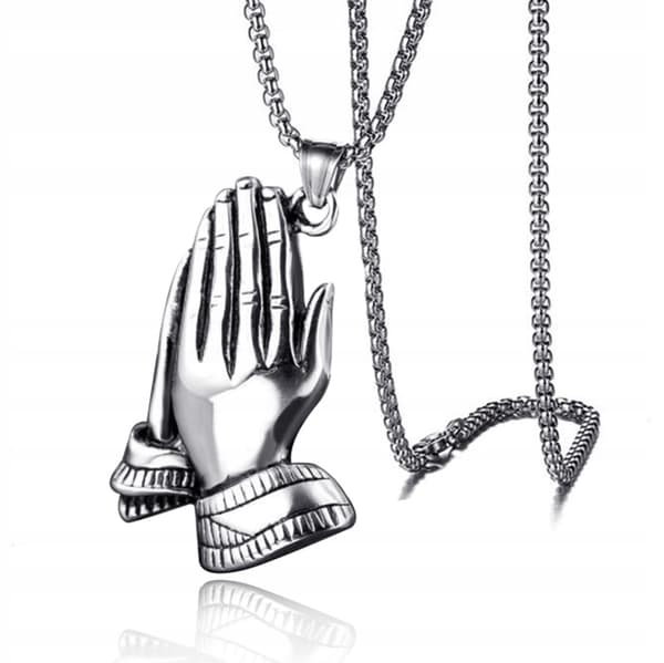 HALSBAND Silver Stålkedja HÄNDER BÖN 314