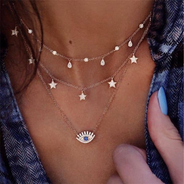 KÄNDIS LÅNGT BOHO CHOKERHALSBAND SILVER 55