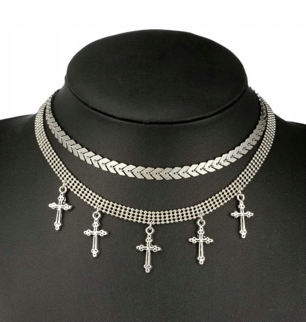 KÄNDISHALSBAND MED CHOKER LÅNGT BOHO SILVER 42