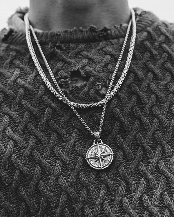 HALSBAND Kompass SYMBOL AMULET Stjärnväg 140