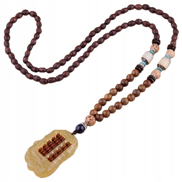 Trähalsband NEPAL BUDDHISTISK MALA Amulett PÄRLOR Handgjorda TIBET