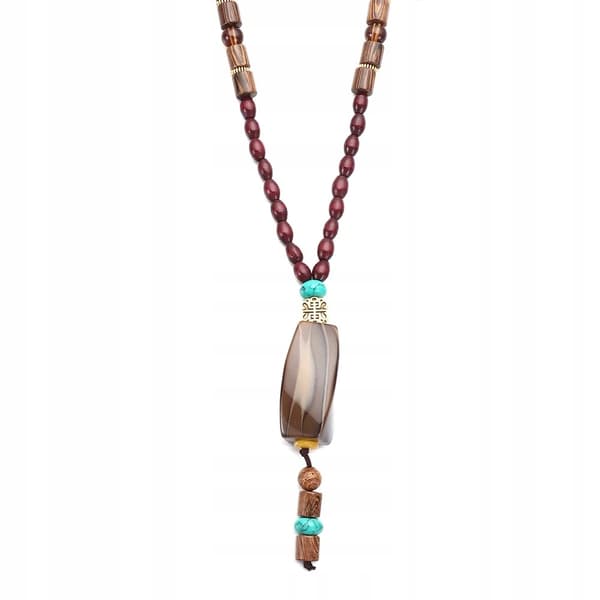 Trähalsband NEPAL BUDDHISTISK MALA Amulettpärlor Handgjorda