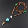 Miniatyrbild 3 av 8: Trähalsband NEPAL BUDDHISTISK MALA Amulettpärlor Handgjorda