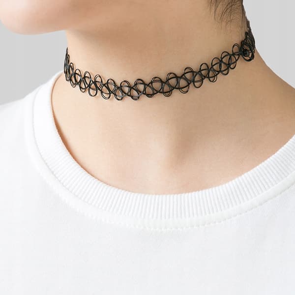 KLASSISKT SVART GOTISKT HALSBAND MED CHOKERHALS Gotisk CH12