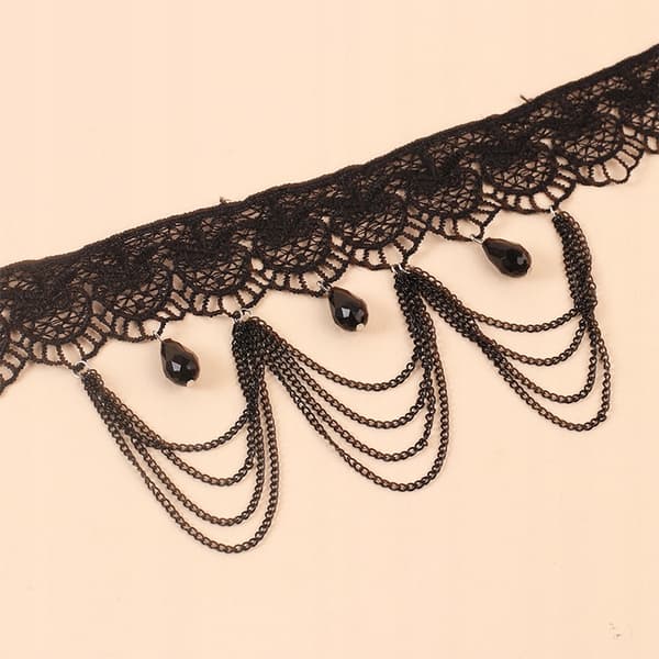 CHOKER Spetsbroderi Svart HALSBAND Gotiskt CH04