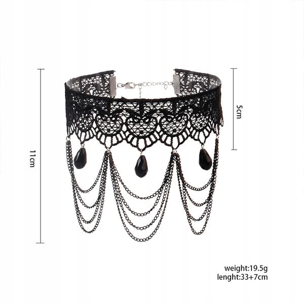 CHOKER Spetsbroderi Svart HALSBAND Gotiskt CH04