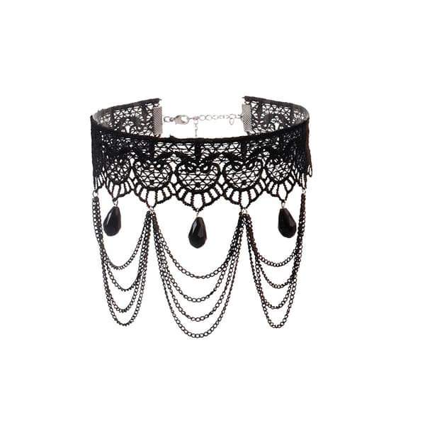 CHOKER Spetsbroderi Svart HALSBAND Gotiskt CH04