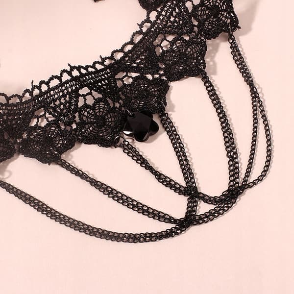 CHOKER Spetsbroderi Svart HALSBAND Gotiskt CH02