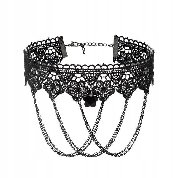 CHOKER Spetsbroderi Svart HALSBAND Gotiskt CH02