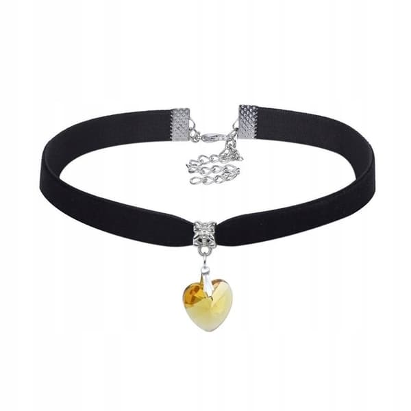 CHOKER KLASSISKT HALSBAND med kristall HJÄRTA HÄNGE Gotisk GULDGULT