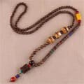 Miniatyrbild 2 av 7: Trähalsband NEPAL BUDDHISTISKT MALA-hänge TIBETANSKT HANDGJORT