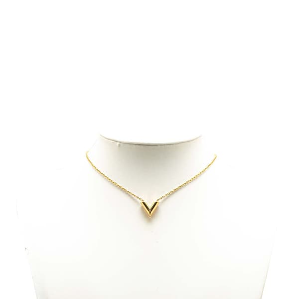 Pre-owned Louis Vuitton Gold Plated Essential V Necklace Gold