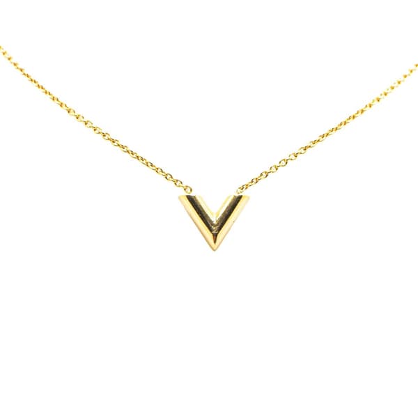 Pre-owned Louis Vuitton Gold Plated Essential V Necklace Gold