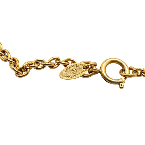 Pre-owned Chanel Gold Plated Quilted CC Pendant Necklace Gold