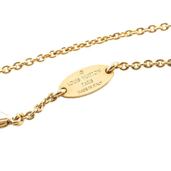 Pre-owned Louis Vuitton Gold Plated Essential V Necklace Gold