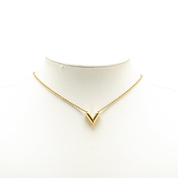Pre-owned Louis Vuitton Gold Plated Essential V Necklace Gold