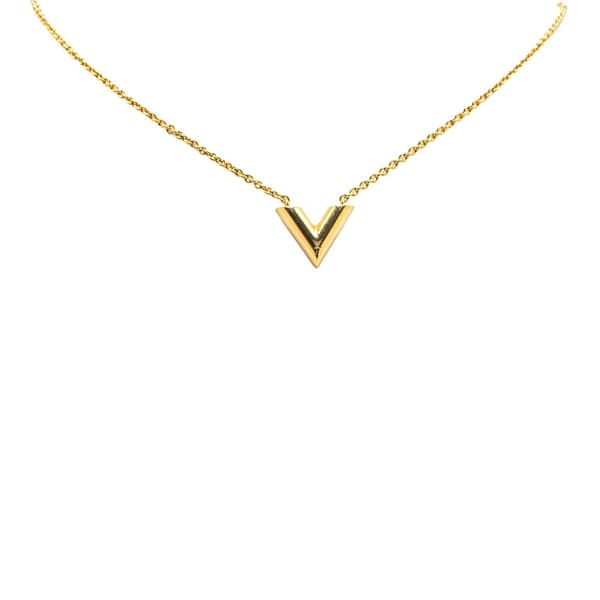 Pre-owned Louis Vuitton Gold Plated Essential V Necklace Gold