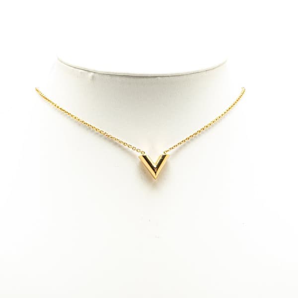 Pre-owned Louis Vuitton Gold Plated Essential V Necklace Gold