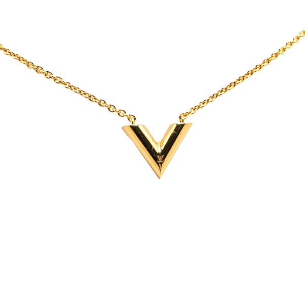 Pre-owned Louis Vuitton Gold Plated Essential V Necklace Gold