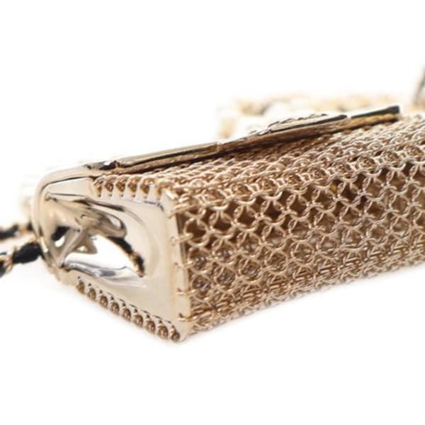 Pre-owned Chanel Gold Plated and Faux Pearl Flap Bag Pendant Necklace Gold