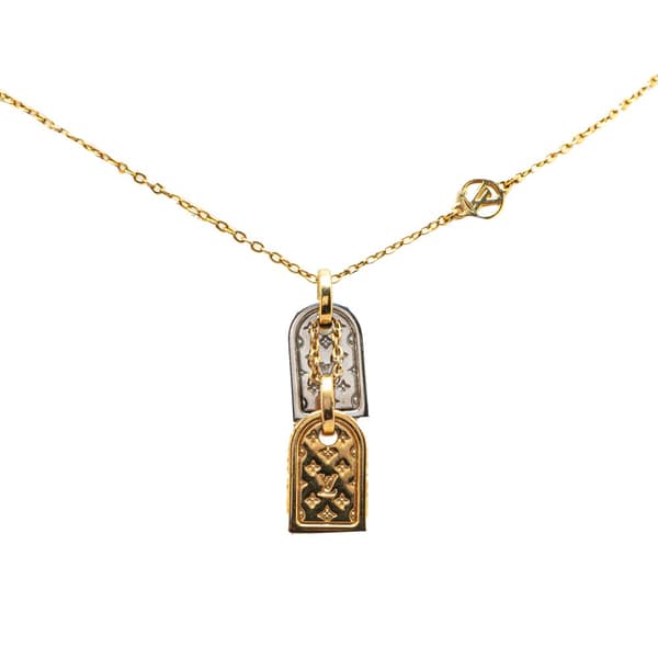 Pre-owned Louis Vuitton Gold Plated Nanogram Pendant Necklace Gold