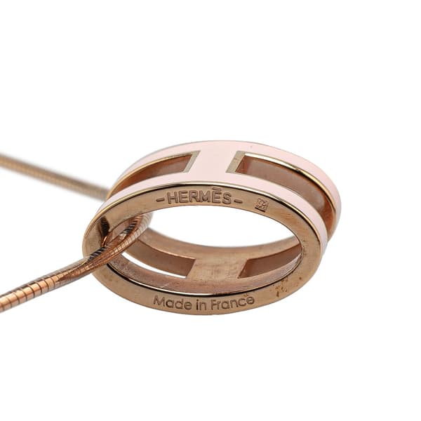 Pre-owned Hermès Mini Enamel Pop H Pendant Necklace Pink