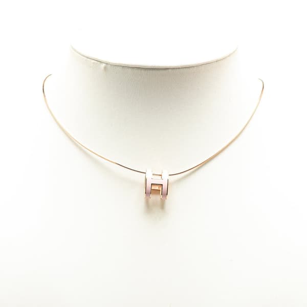 Pre-owned Hermès Mini Enamel Pop H Pendant Necklace Pink
