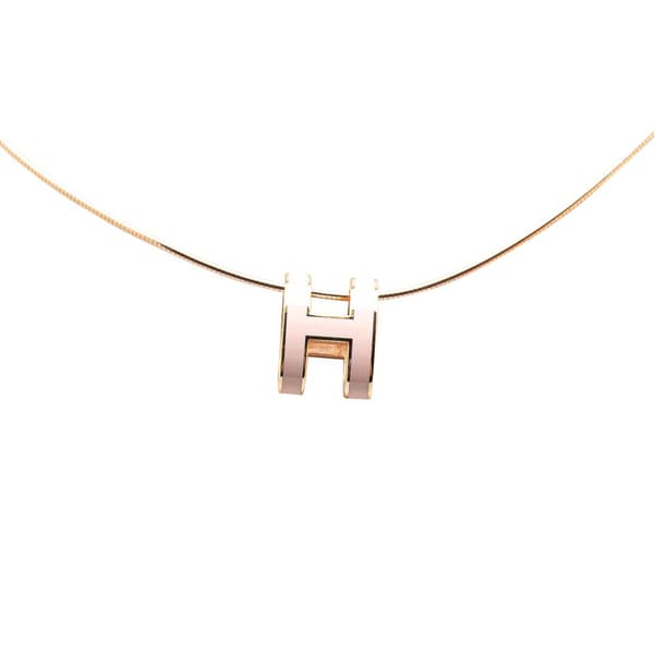 Pre-owned Hermès Mini Enamel Pop H Pendant Necklace Pink