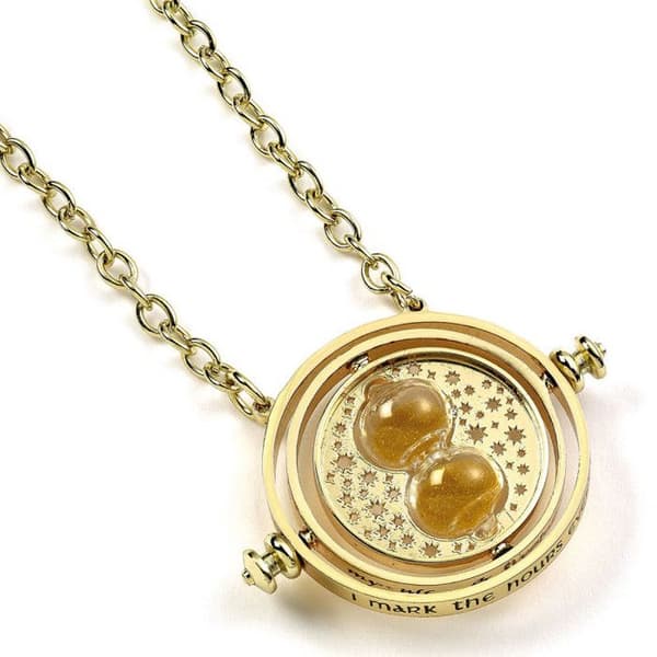 Pendentiv - Harry Potter - Tidsvändare - Guldpläterad - Medaljong 3x3 cm - Kedja 63 cm