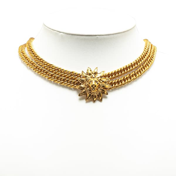 Pre-owned Chanel Gold Plated Lion Head Choker Necklace Gold