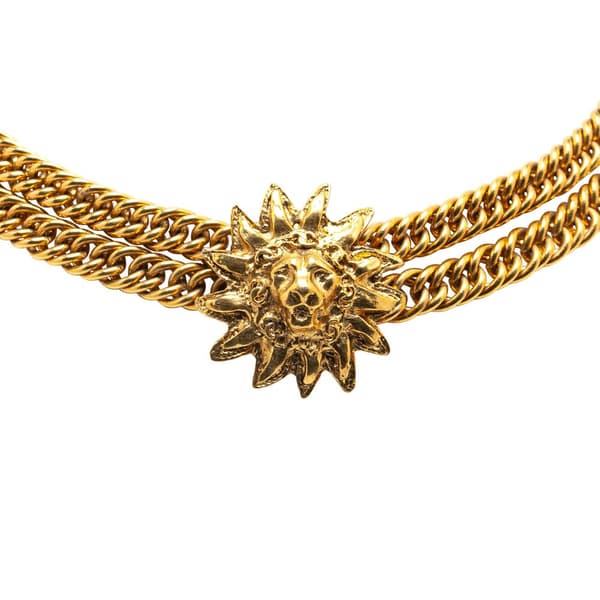 Pre-owned Chanel Gold Plated Lion Head Choker Necklace Gold