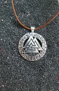 Miniatyrbild 3 av 6: Valknut Wotan Knut Läderhalsband Viking Thor 3 Triangel
